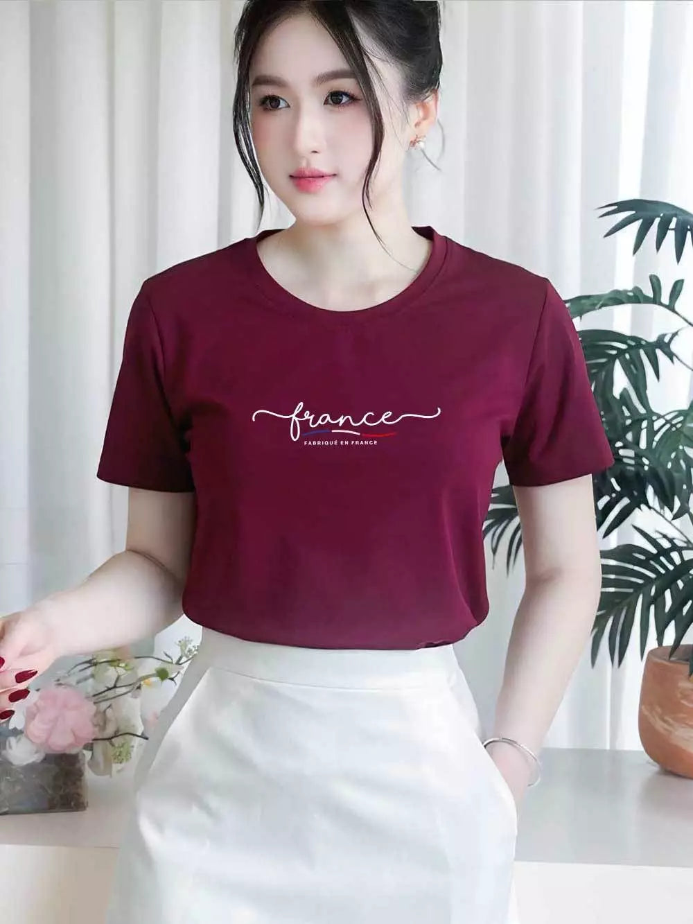 Áo thun nữ cổ tròn TOLI – In chữ France