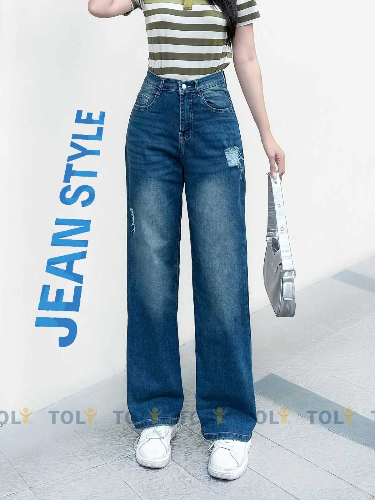 Quần Jean Nữ TOLI Ống Suông Rộng