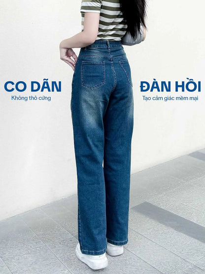 Quần Jean Nữ TOLI Ống Suông Rộng