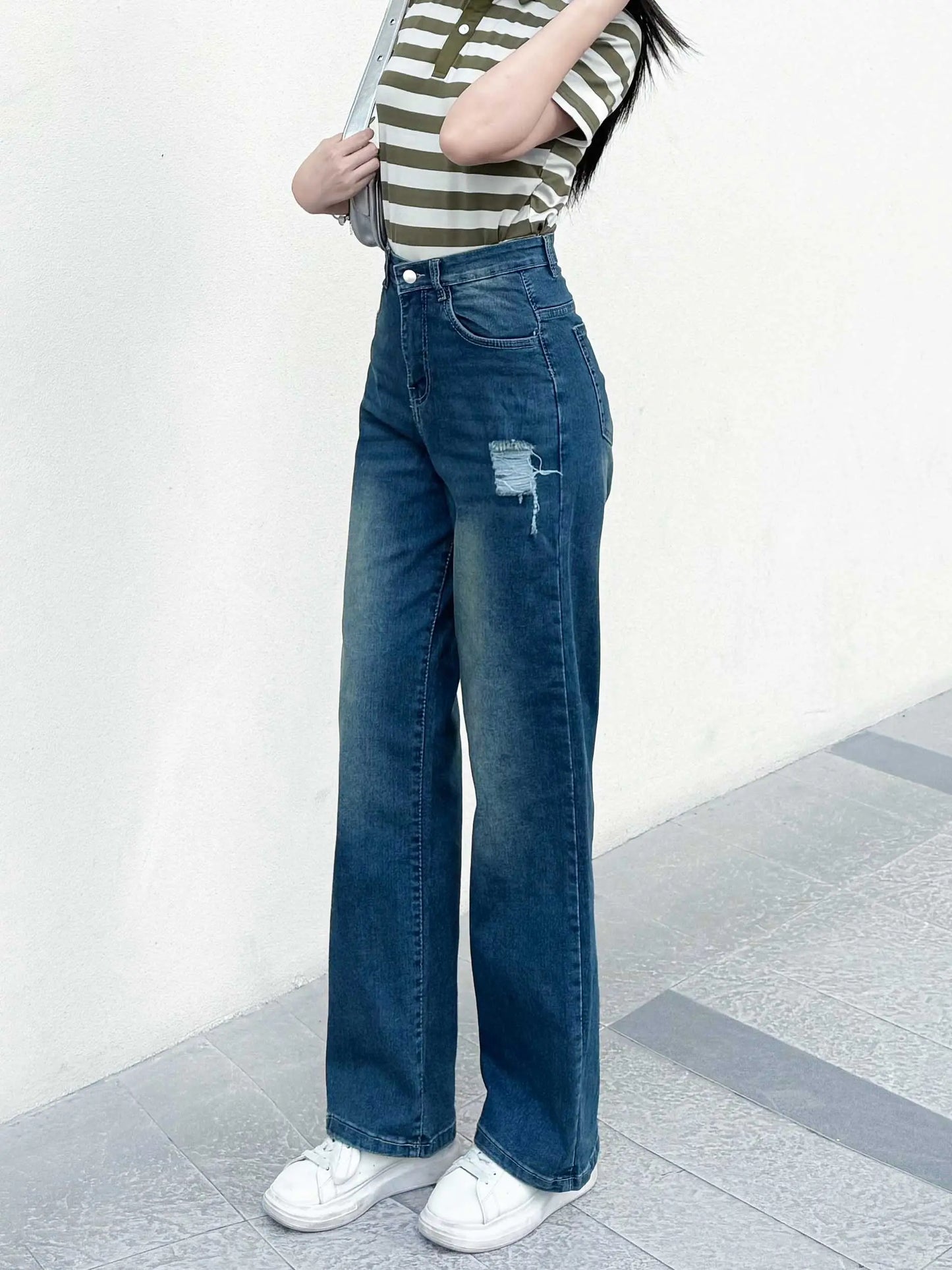 Quần Jean Nữ TOLI Ống Suông Rộng