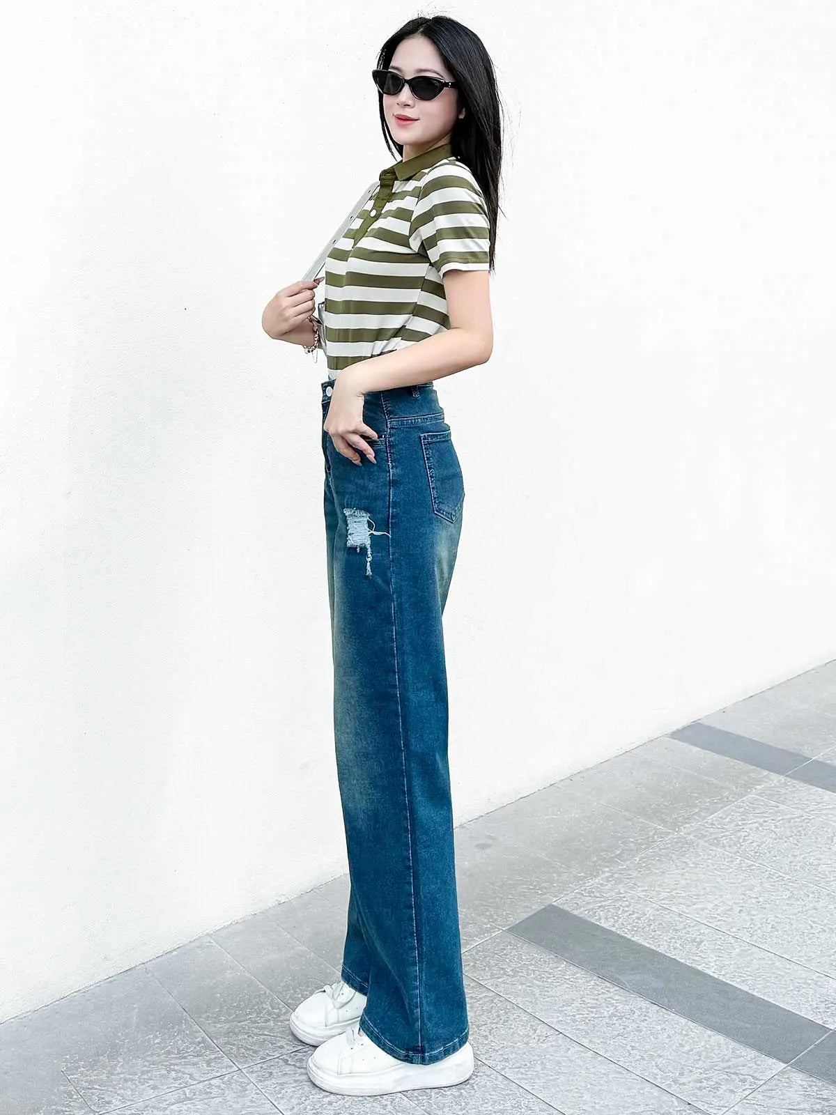 Quần Jean Nữ TOLI Ống Suông Rộng