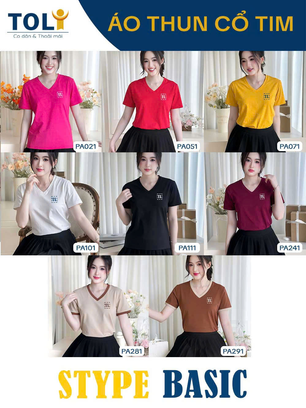 Áo thun nữ tay ngắn - In logo chữ TL