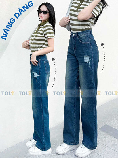 Quần Jean Nữ TOLI Ống Suông Rộng