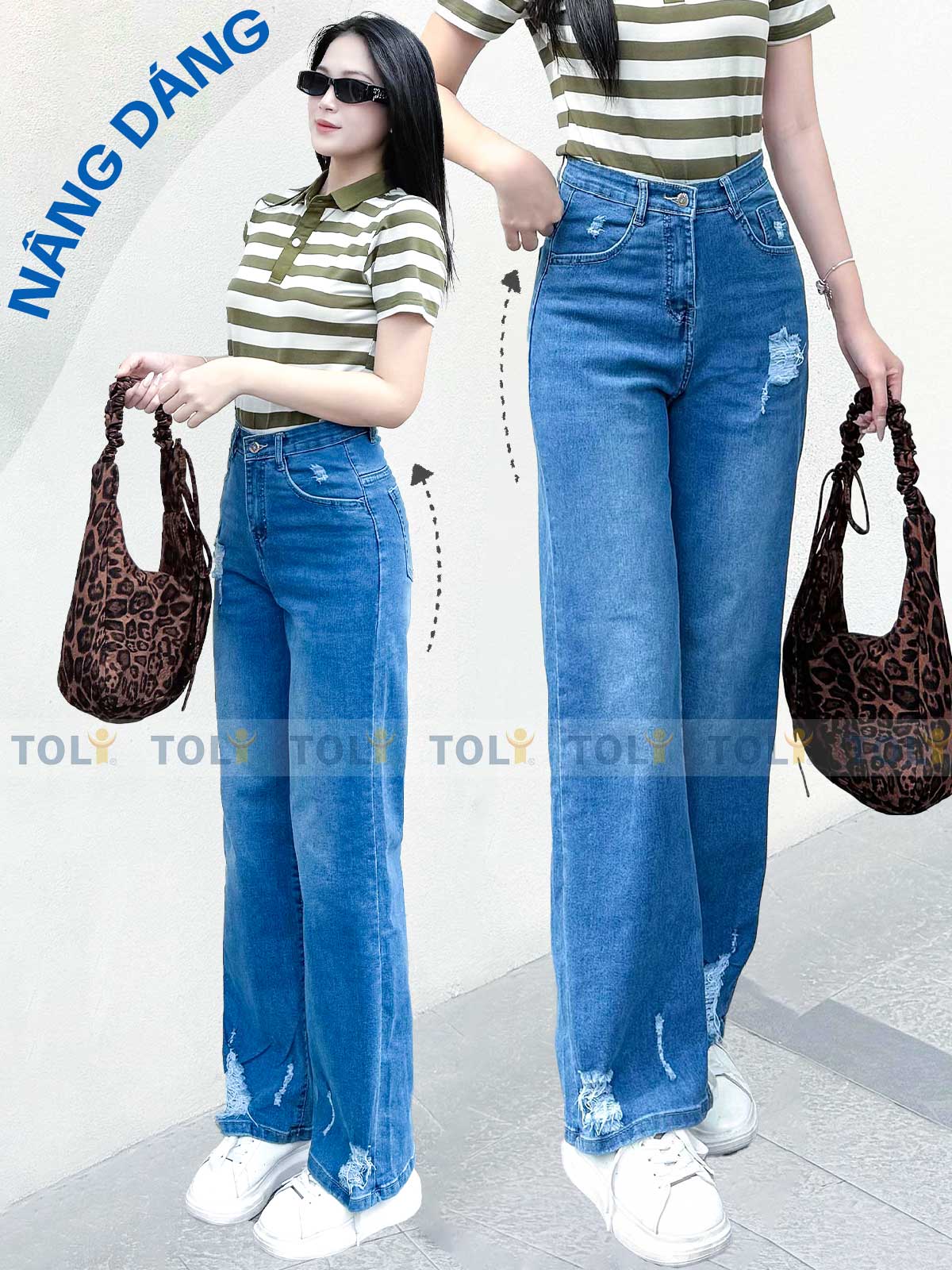 Quần Jean Nữ TOLI Ống Suông Rộng