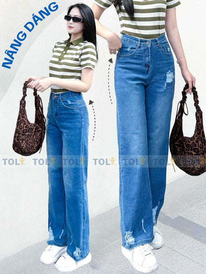 Quần Jean Nữ TOLI Ống Suông Rộng