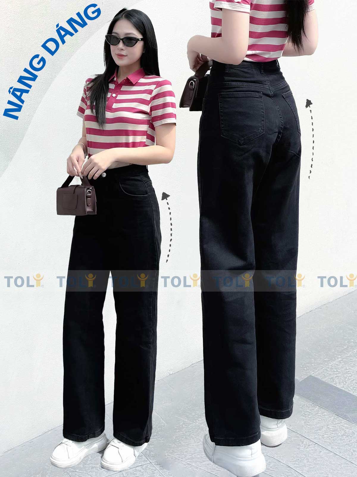 Quần Jean Nữ TOLI Ống Suông Rộng