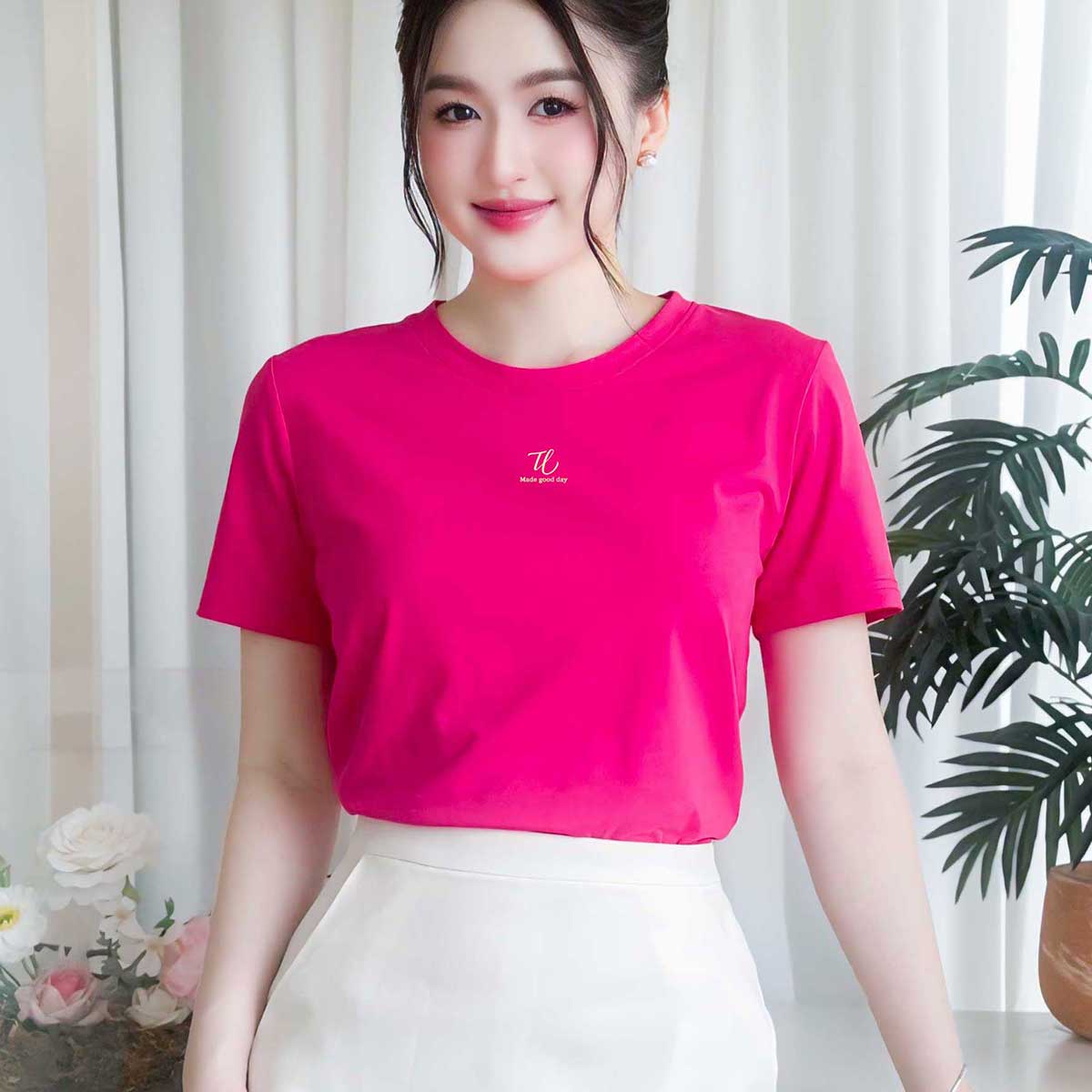 Áo thun nữ tay ngắn-Cổ Tròn-In logo chữ TL