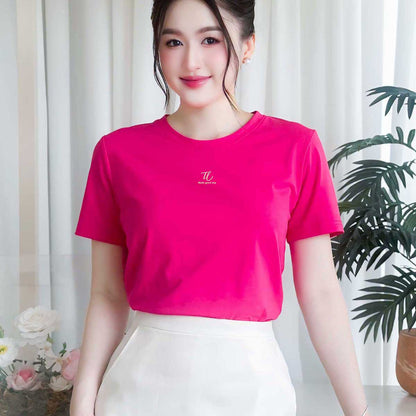Áo thun nữ tay ngắn-Cổ Tròn-In logo chữ TL