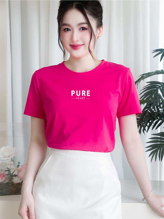 Áo thun nữ tay ngắn-Cổ Tròn-In Pure