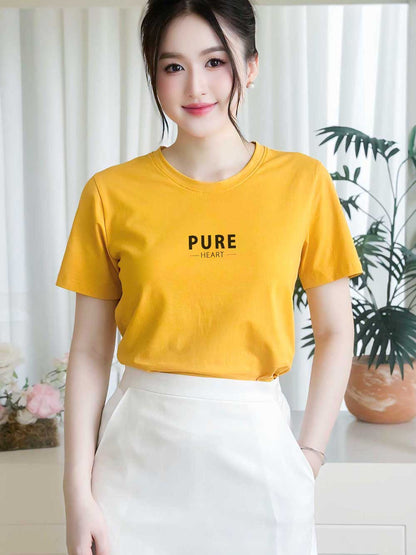 Áo thun nữ tay ngắn-Cổ Tròn-In Pure
