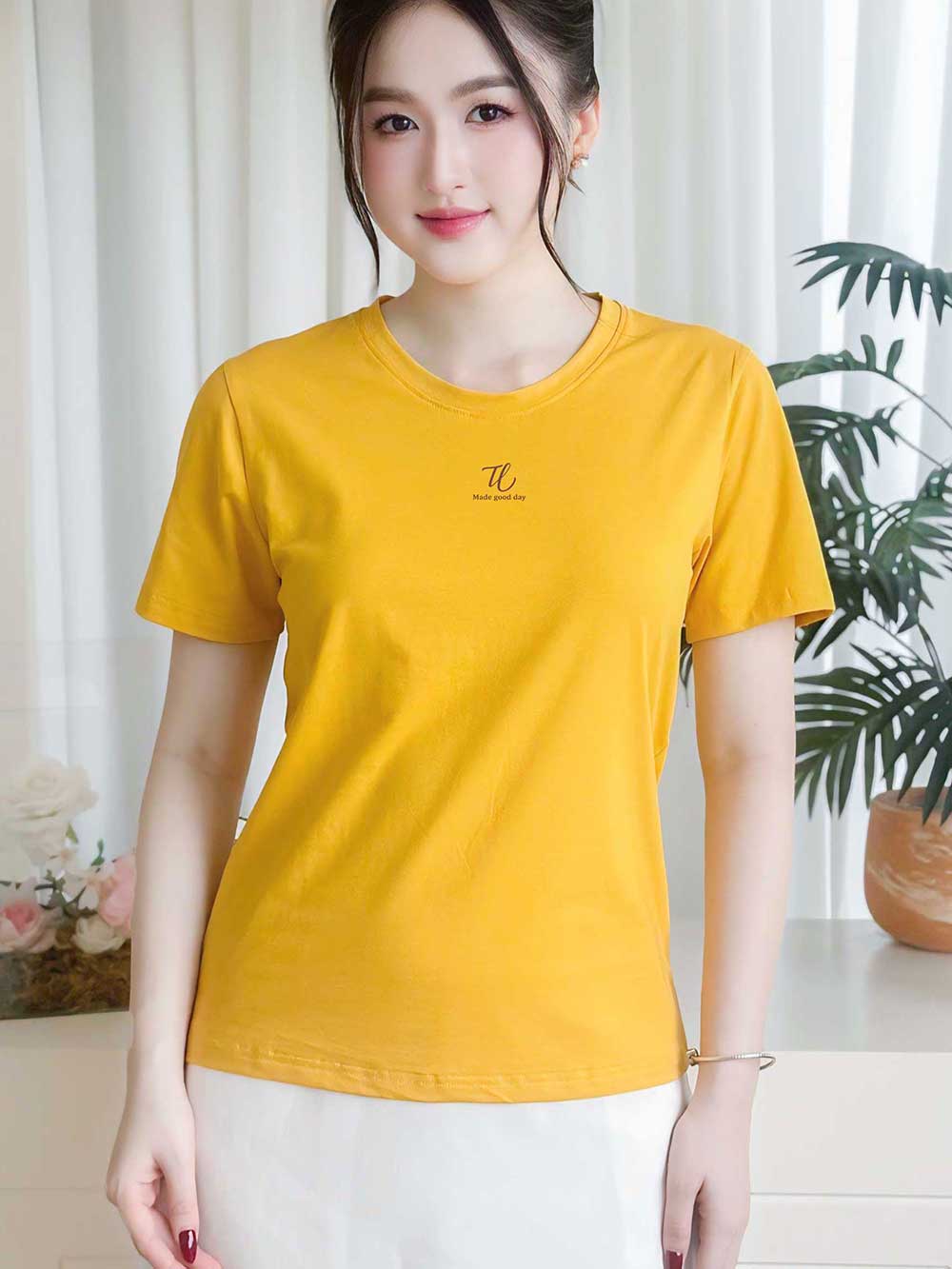 Áo thun nữ tay ngắn-Cổ Tròn-In logo chữ TL