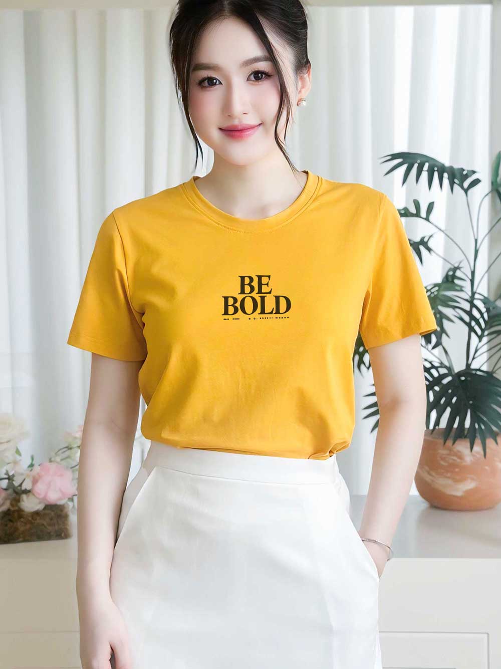 Áo thun nữ tay ngắn-Cổ Tròn-In chữ Bebold