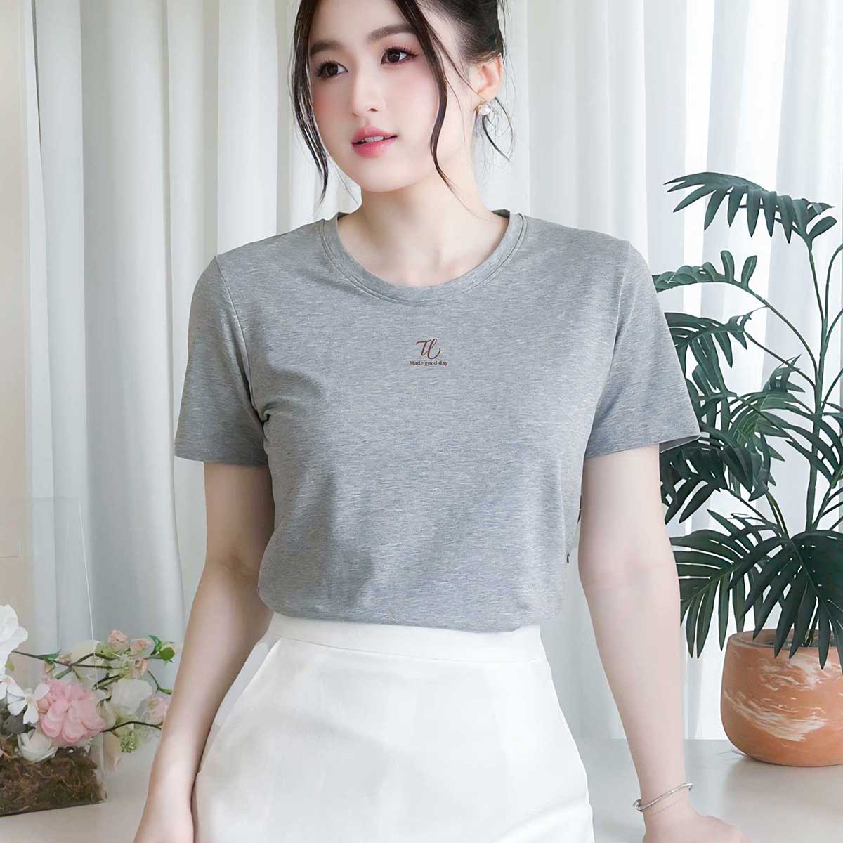 Áo thun nữ tay ngắn-Cổ Tròn-In logo chữ TL