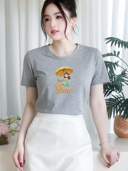 Áo thun nữ tay ngắn-Cổ Tròn-In chữ Sun Shine