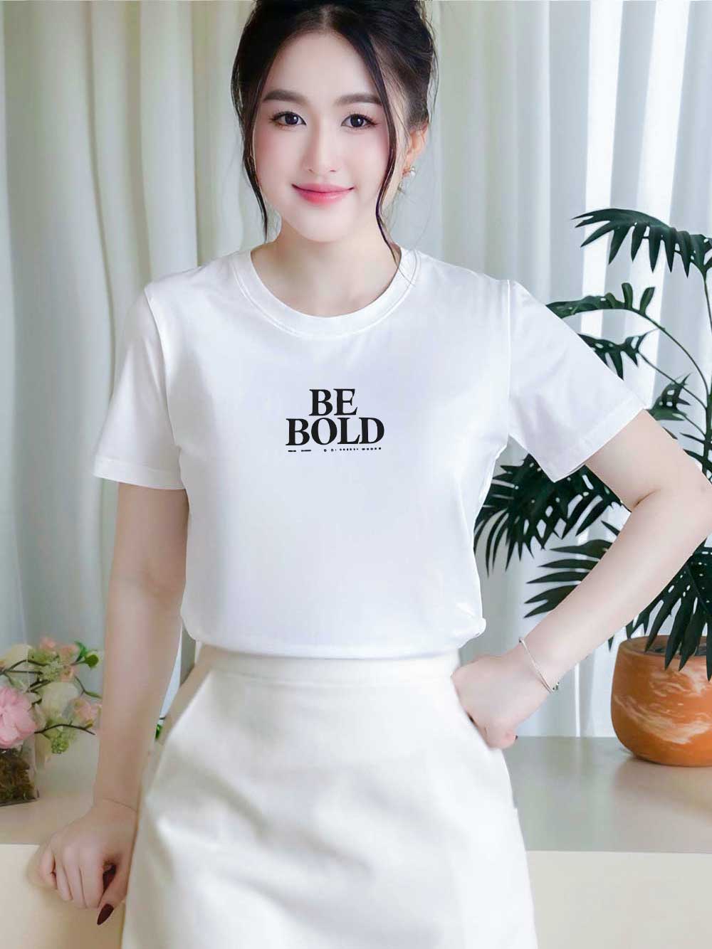 Áo thun nữ tay ngắn-Cổ Tròn-In chữ Bebold