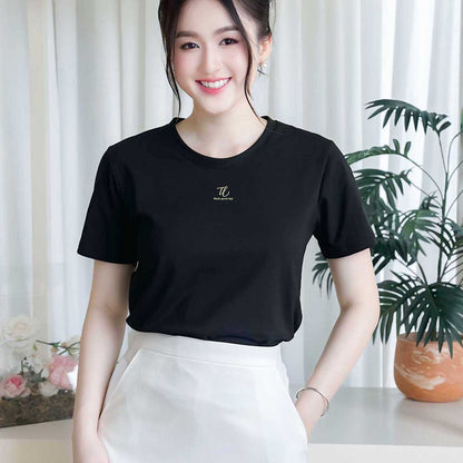 Áo thun nữ tay ngắn-Cổ Tròn-In logo chữ TL