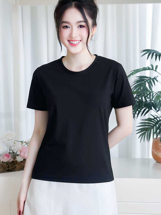 Áo thun nữ cổ tròn, màu trơn, dáng suông, trẻ trung, dễ phối 16 MÀU- Mã BSB