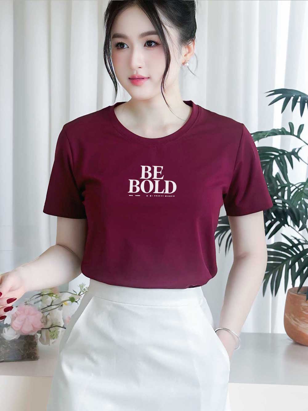 Áo thun nữ tay ngắn-Cổ Tròn-In chữ Bebold