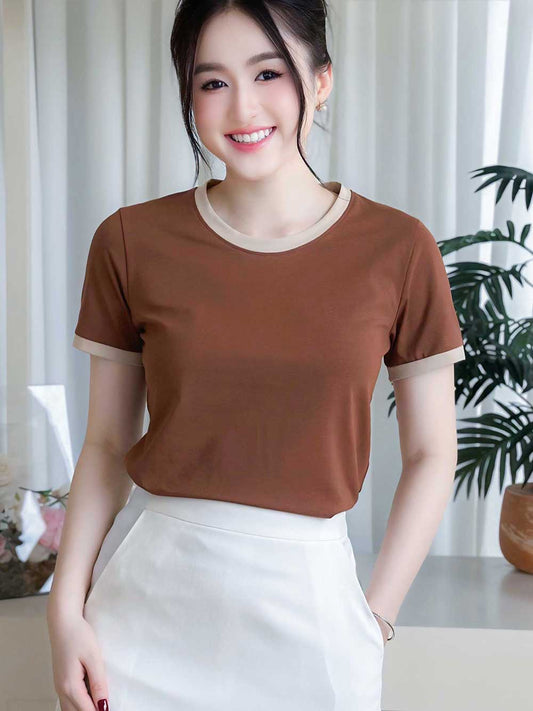 Áo thun nữ cổ tròn, dáng suông, form chuẩn Việt-Mã BSB