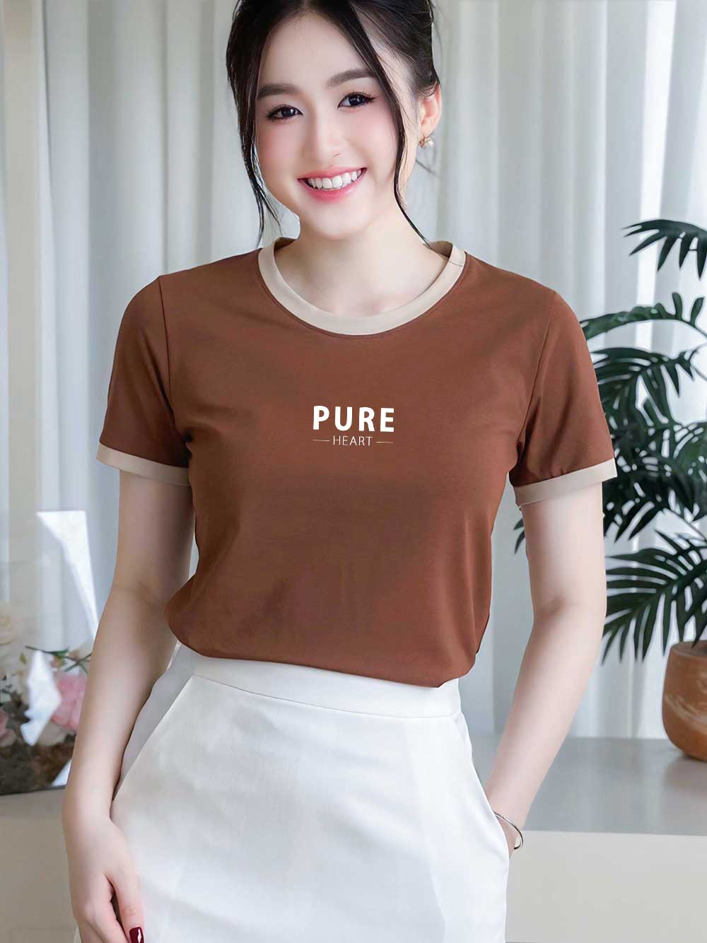 Áo thun nữ tay ngắn-Cổ Tròn-In Pure