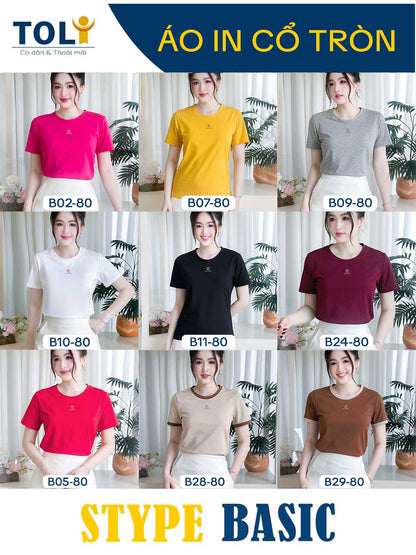 Áo thun nữ tay ngắn-Cổ Tròn-In logo chữ TL