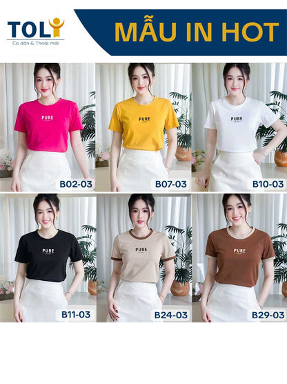 Áo thun nữ tay ngắn-Cổ Tròn-In Pure