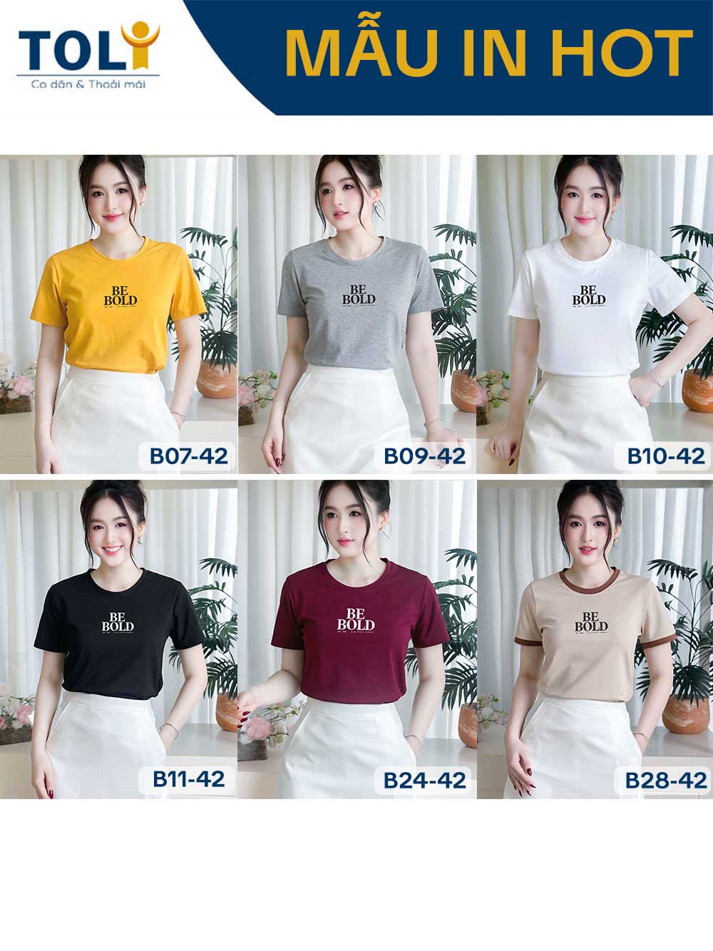 Áo thun nữ tay ngắn-Cổ Tròn-In chữ Bebold