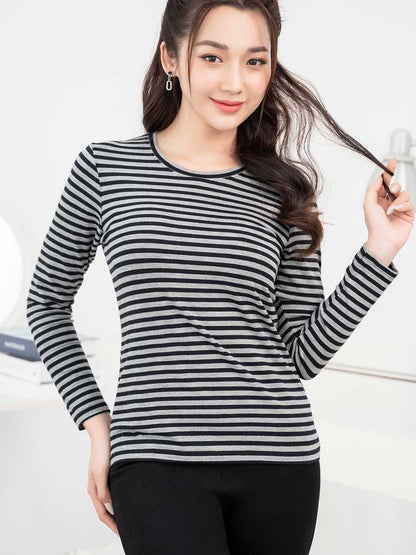 Áo Thun Tay Dài Nữ TOLI, Họa Tiết Kẻ Sọc MÃ LHB