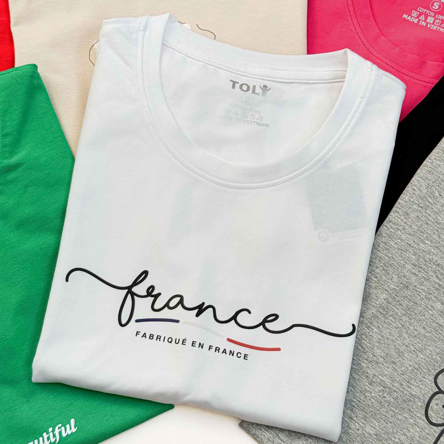 Áo thun nữ tay ngắn-Cổ Tròn-In France