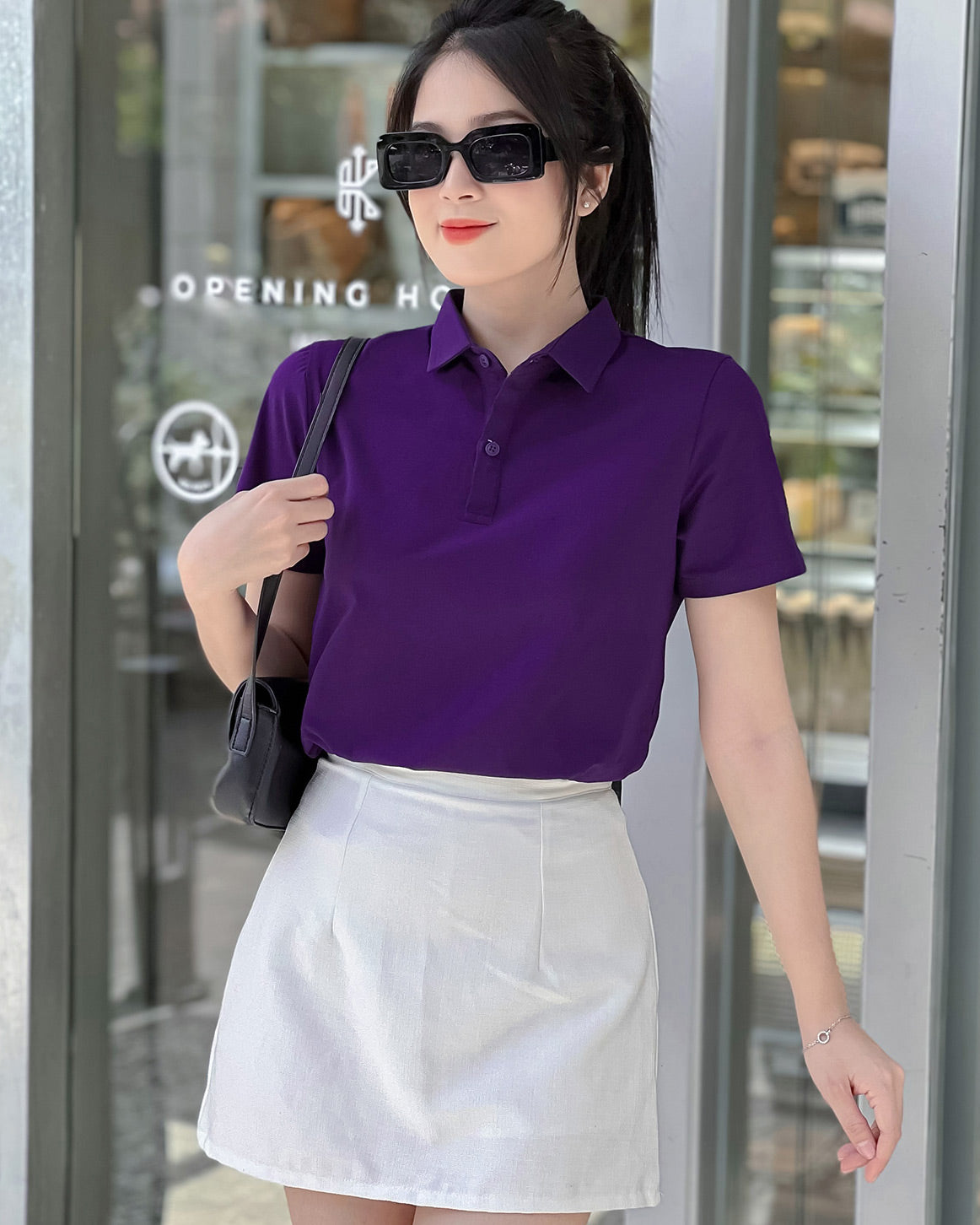 ÁO THUN POLO NỮ-MÀU TRƠN-CỔ SƠ MI