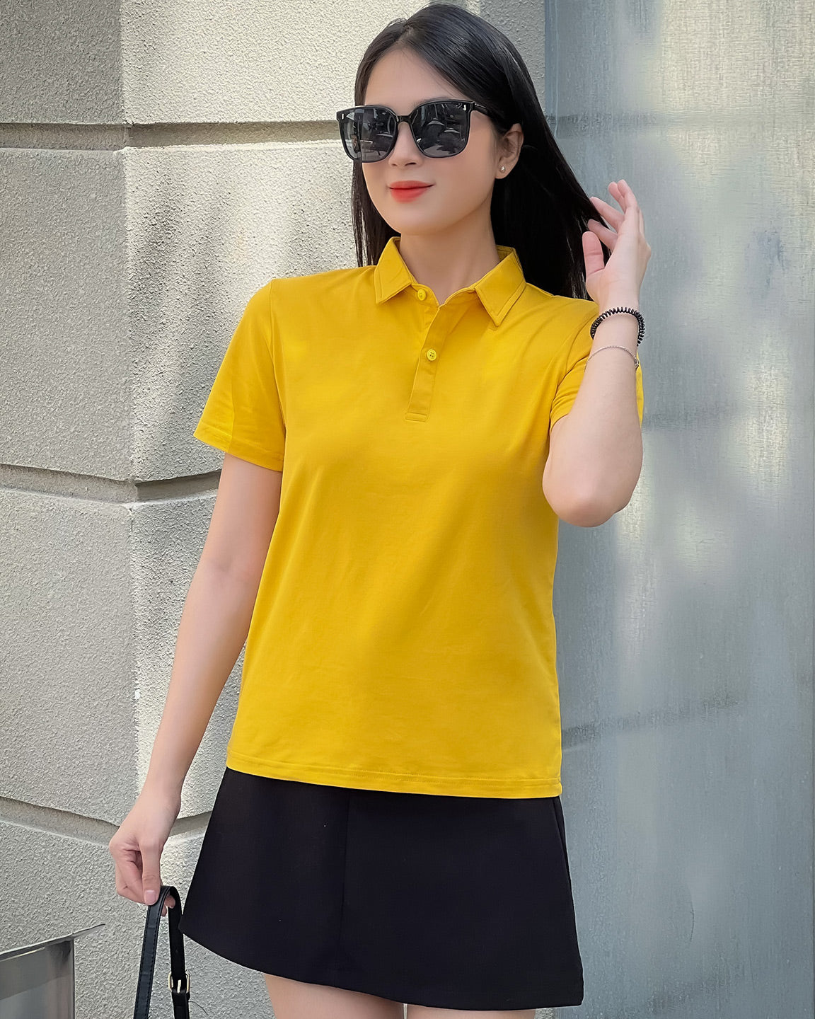 ÁO THUN POLO NỮ-MÀU TRƠN-CỔ SƠ MI