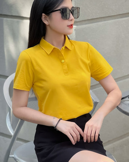 ÁO THUN POLO NỮ-MÀU TRƠN-CỔ SƠ MI