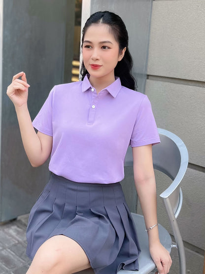 ÁO THUN POLO NỮ-MÀU TRƠN-CỔ SƠ MI