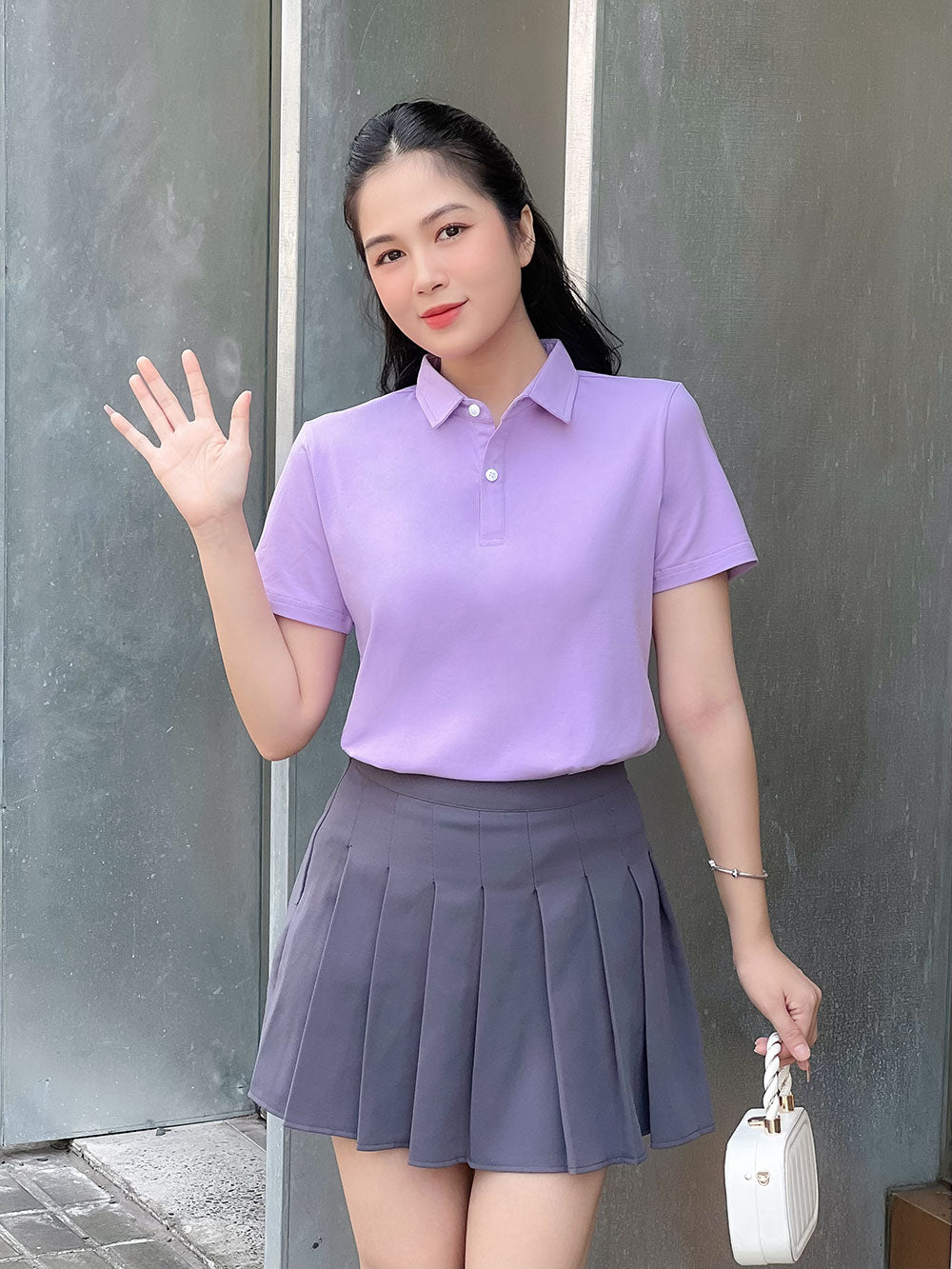 ÁO THUN POLO NỮ-MÀU TRƠN-CỔ SƠ MI