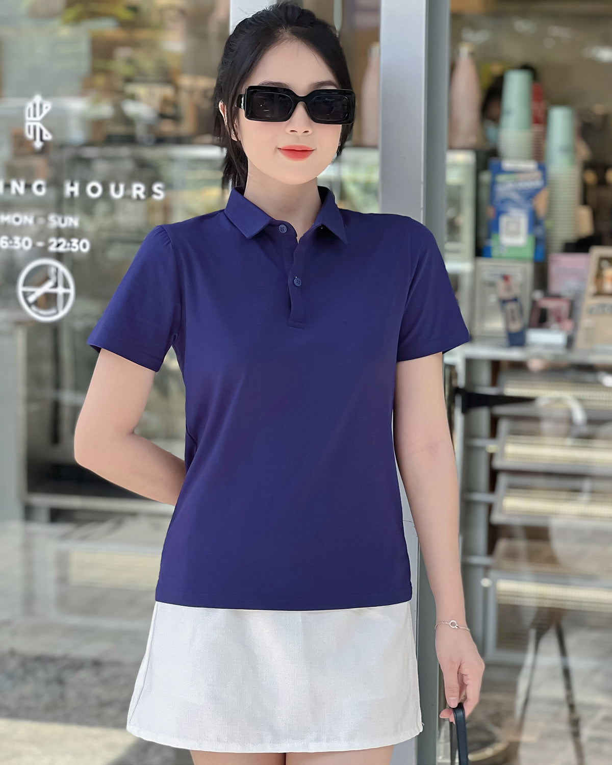 ÁO THUN POLO NỮ-MÀU TRƠN-CỔ SƠ MI