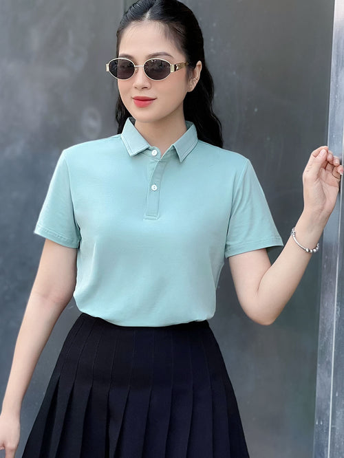 Áo Thun PoLo Nữ- Màu Trơn-Form Việt - MÃ PLM