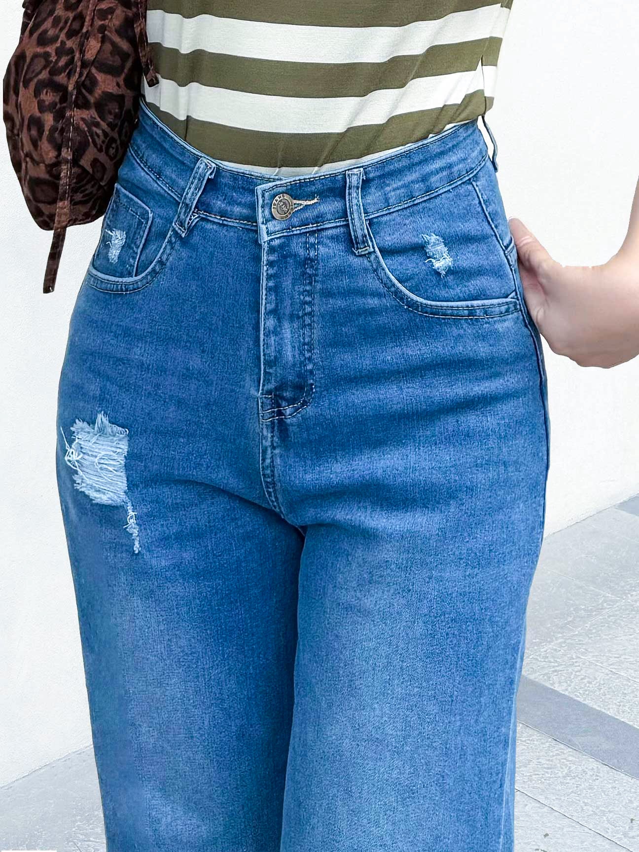 Quần Jean Nữ TOLI Ống Suông Rộng