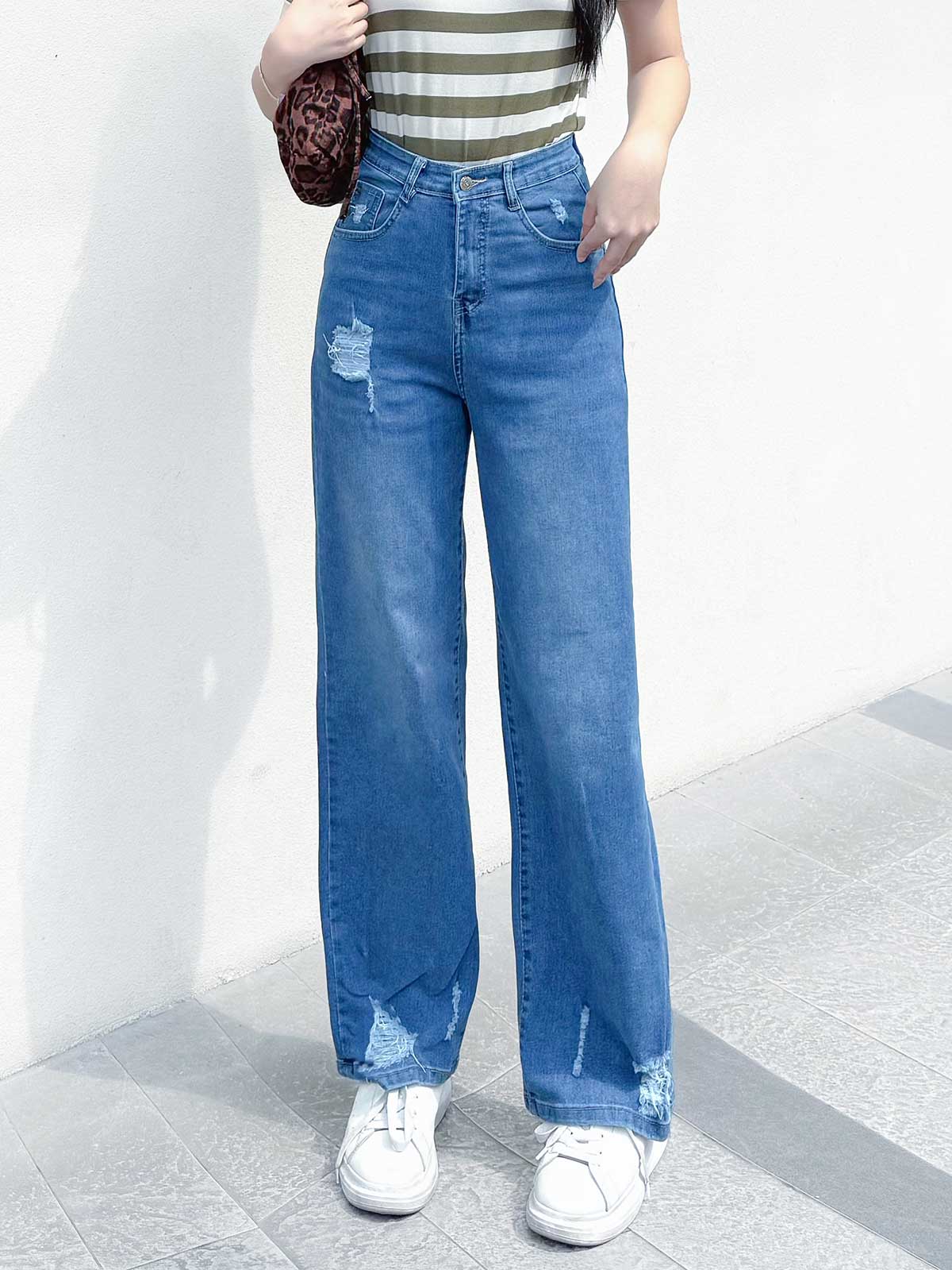 Quần Jean Nữ TOLI Ống Suông Rộng