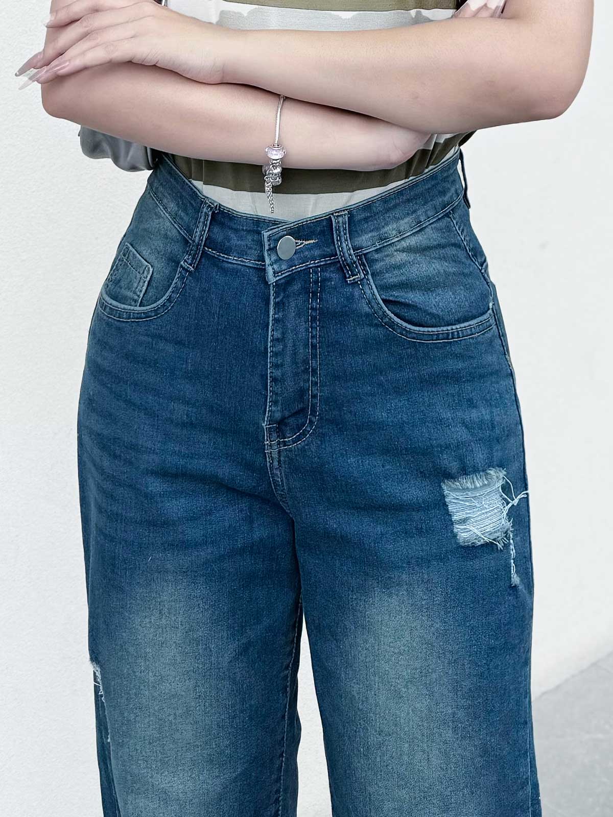 Quần Jean Nữ TOLI Ống Suông Rộng