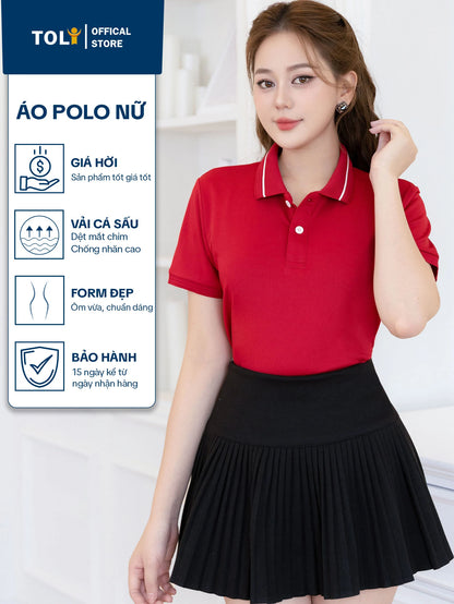 Áo thun Polo nữ TOLI cổ bo độc quyền, kiểu dáng thanh lịch, mã PLK