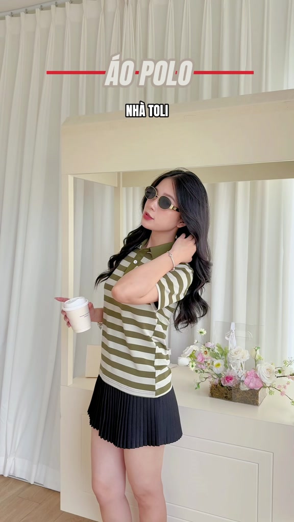 ÁO THUN POLO NỮ-CỔ SƠ MI-HỌA TIẾT KẺ SỌC