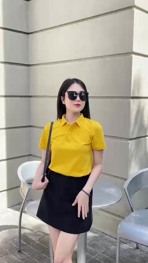 ÁO THUN POLO NỮ-MÀU TRƠN-CỔ SƠ MI