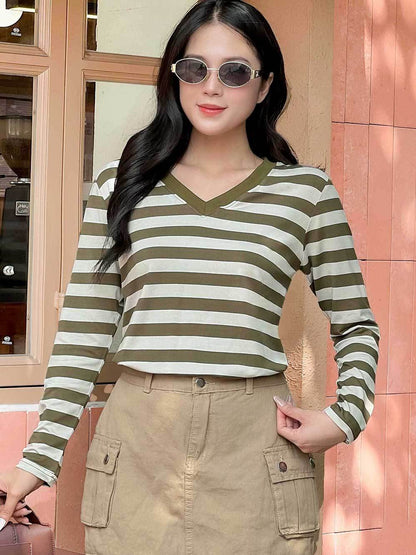Áo thun TOLI nữ tay dài cổ V