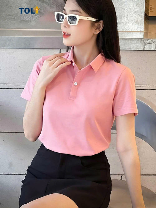 Áo Thun PoLo Nữ- Màu Trơn-Form Việt - Kiểu Dáng Thanh Lịch-MÃ PLM