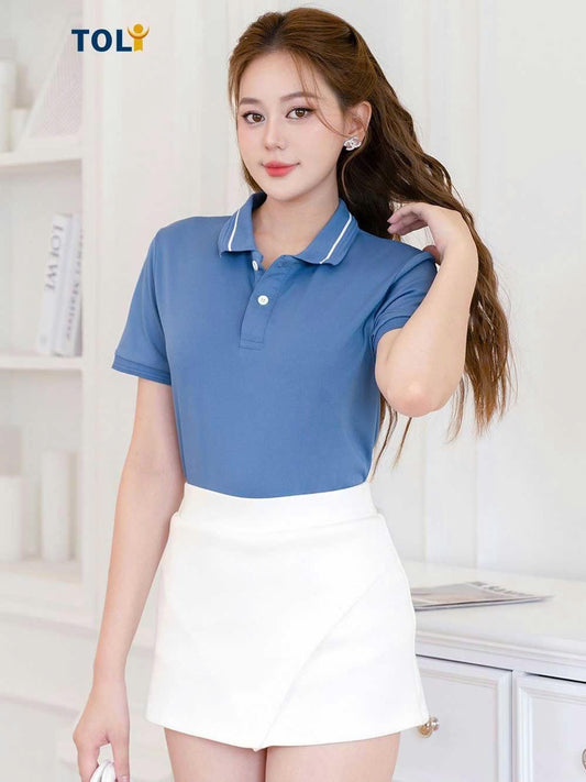 Áo thun Polo nữ TOLI cổ bo độc quyền, vải cá sấu không nhăn