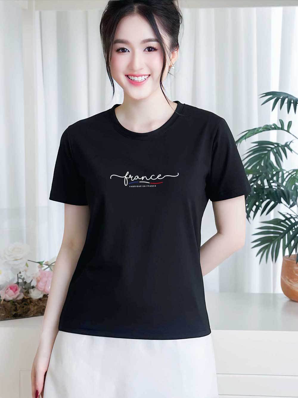 Áo thun nữ cổ tròn TOLI – In chữ France