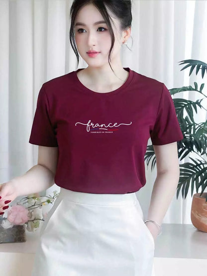 Áo thun nữ cổ tròn TOLI – In chữ France