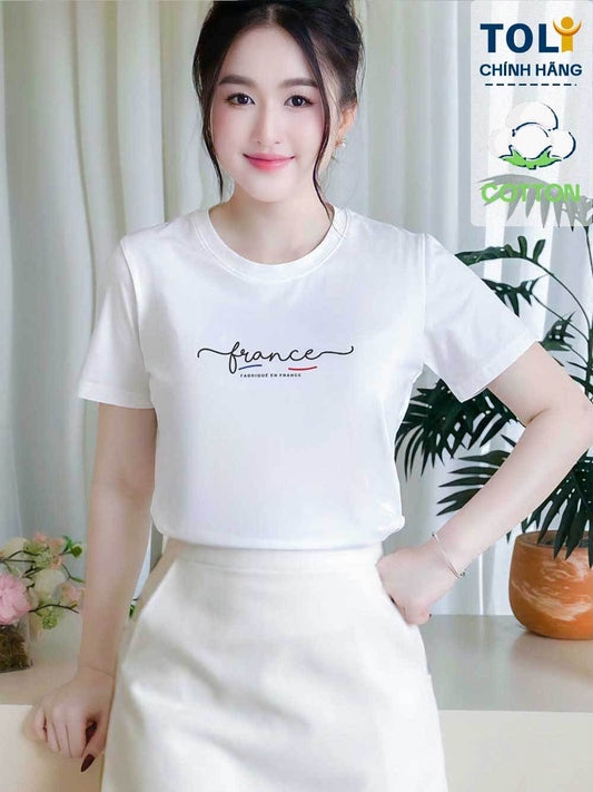 Áo thun nữ cổ tròn TOLI – In chữ France